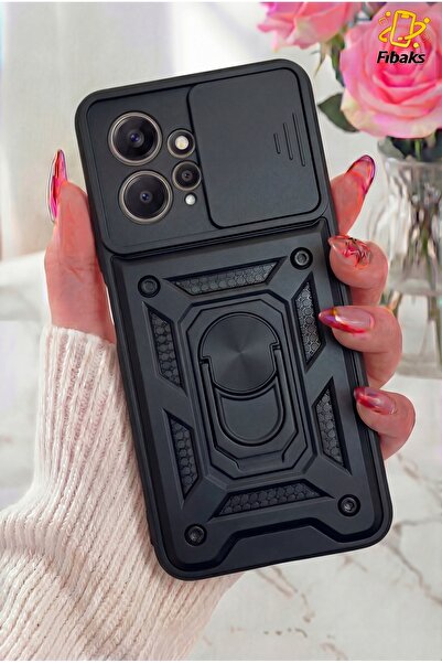 Fibaks حافظة Redmi Note 12 مع غطاء حماية لكاميرا الكاميرا مع حلقة انزلاقية وغ...