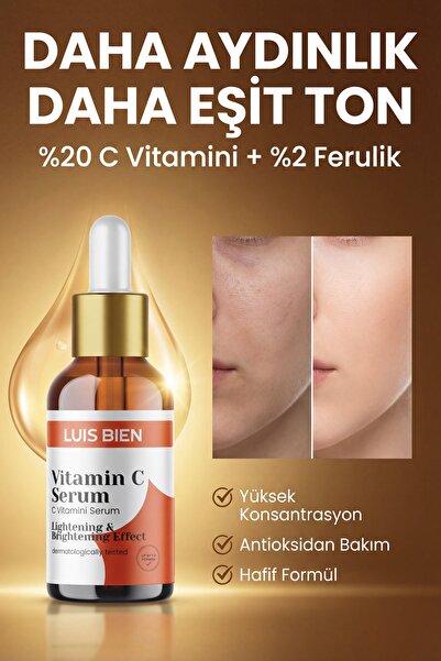 Luis Bien %20 C Vitamini + %2 Ferulik Asit Serum 30 ml – Leke Karşıtı & Aydın...