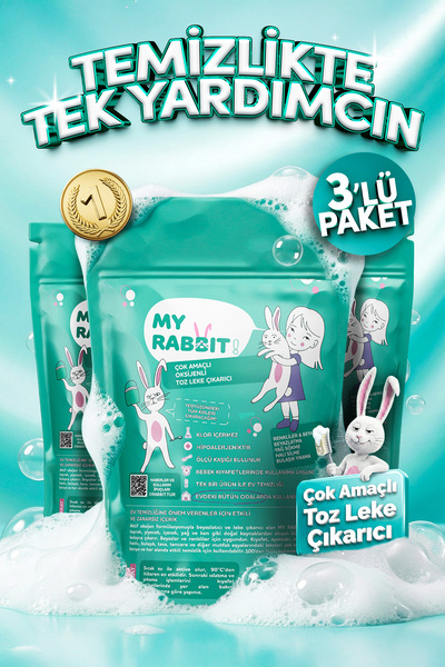 My Rabbit! Çamaşır Ve Yüzey Için Çok Amaçlı Oksijenli Toz Leke Çıkarıcı ve be...