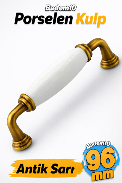 Badem10 Kapıdağı porcelanska antikveta žuta 96 mm ručka za vrata kuhinjskog o...