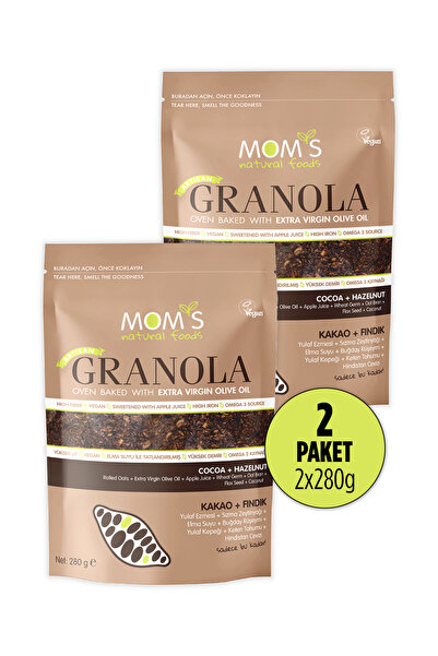 Mom's Natural Foods عبوة من قطعتين - جرانولا الكاكاو والبندق 2×280 جرام