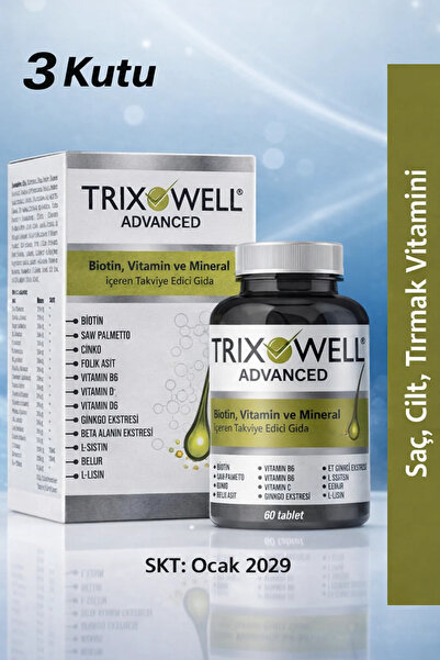 Trixowell Advanced Saç Vitamini Biotin, Vitamin, Mineral Bitkisel Ekstre, Saw...