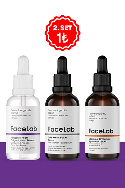 FaceLab 3’lü Cilt Bakım Seti — C Vitamini + Kolajen + Leke Serumu