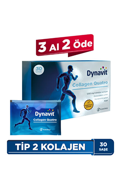 Dynavit Collagen Quatro 30 Saşe - Hidrolize Peptit Tip 2 Tavuk Kolajeni,MSM,G...