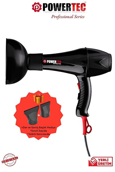POWERTEC مجفف شعر احترافي بقدرة 2500 وات TR-901 ورأس موزع للحجم