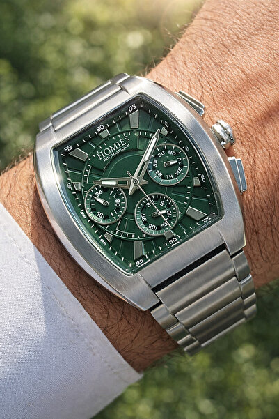 Homies ساعة يد رجالية فضية اللون مع علبة هدية أصلية وسوار هدية. HGJ29375S1