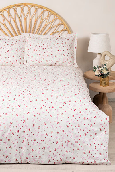 TRENDYOLMİLLA HOME Double Size Bow and Floral Patterned Duvet Cover Set Witho...