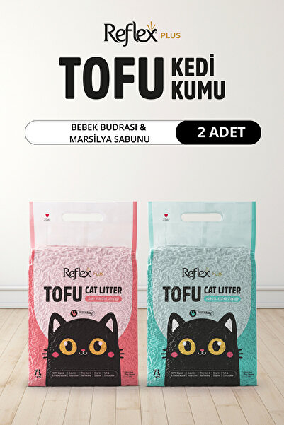Reflex Plus Bebek Pudrası & Marsilya Sabunu Kokulu Tofu Kedi Kumu 7L x 2 Adet