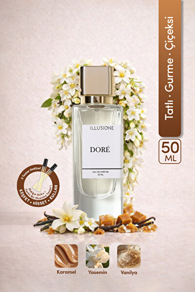 ILLUSIONE FRAGRANCE Doré EDP Kadın Parfüm 50ml | Tatlı-Gurme-Çiçeksi| Karamel...