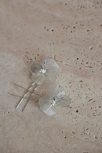 Genel Markalar 2'li Pin Toka, Metal Çiçek Toka, Düğün-Nişan Saç Aksesuarı, Gü...