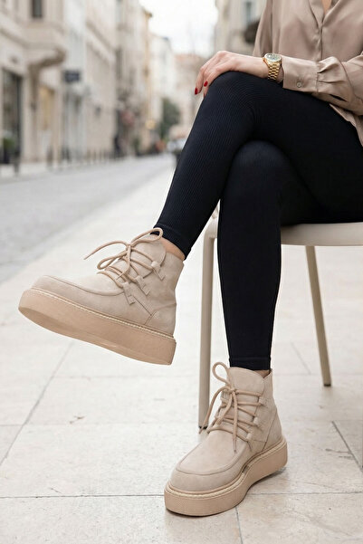 SOHO Bej Süet Kadın Bot & Bootie 19927