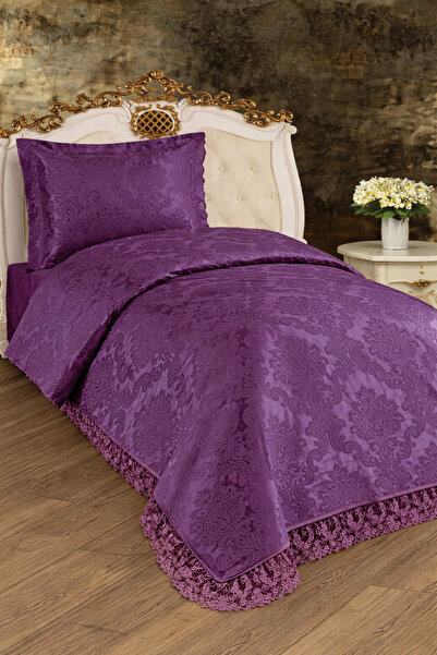 Çeyiz Diyarı Busem Jacquard Chenille Κάλυμμα Μονό Plum