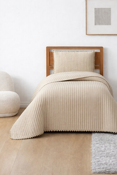 Çeyiz Diyarı Venice Fiber Filled Single 180X240 cm Bedspread Beige