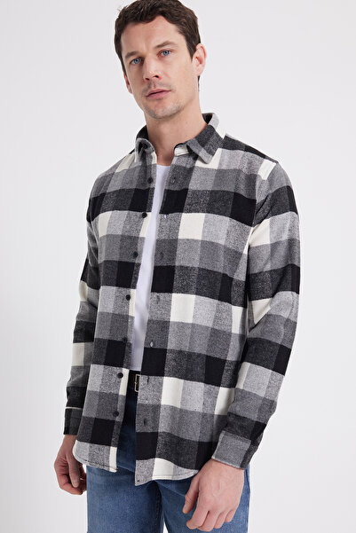 Tudors Men's Slim Fit slim fit checkered winter lumberjack shirt