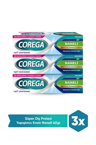Corega Süper Protez Yapıştırıcı Krem Naneli 40gr x 3 Adet
