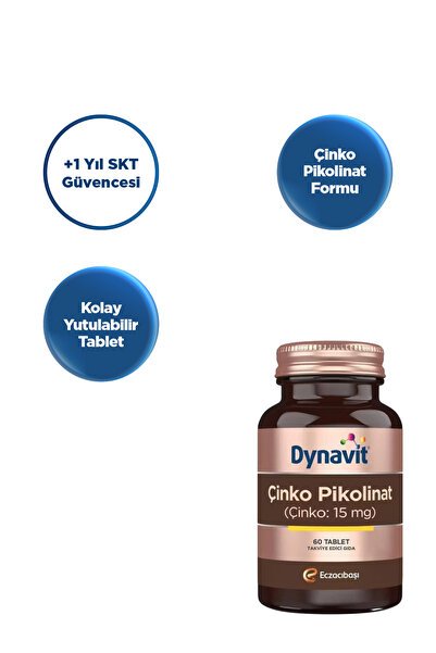 Dynavit Çinko Pikolinat 15mg 60 Tablet - Zinc Picolinate - Saç & Cilt & Tırnak & Bağışıklık