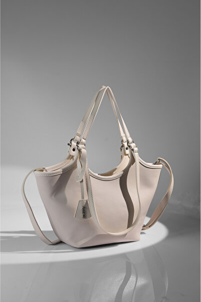 Rimense Дамска чанта с цип, подплатена с крем, за ръка и рамо