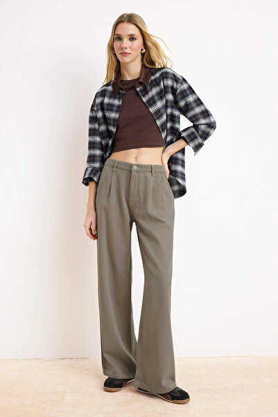 Trendyol Collection Stone DUMPED Tencel-Mischgewebe-Jeans mit hoher Taille un...