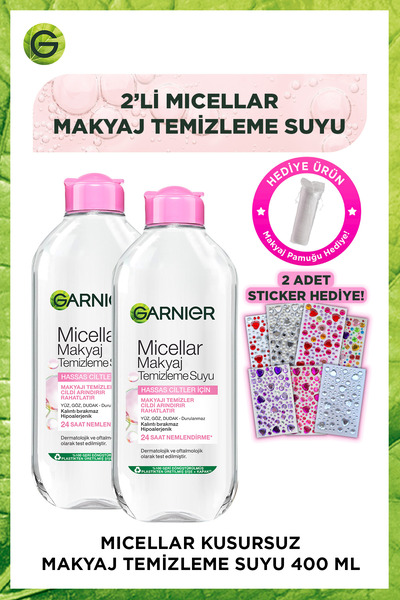 Garnier 2'li Micellar Kusursuz Makyaj Temizleme Suyu 400 Ml + Sticker + Makya...