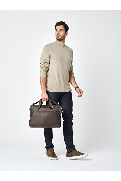 Pierre Cardin حقيبة رجالية بنية اللون مع حزام قابل للفصل وحزام تثبيت - حقيبة ...