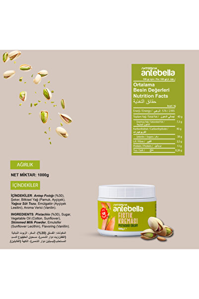 Antebella Antep Fıstık Kreması 500 G - Antep Fıstığı Kreması