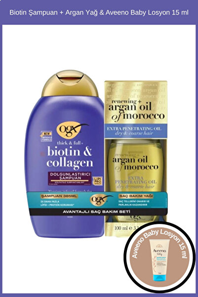 OGX Biotin Şampuan + Argan Yağ & Aveeno Baby Losyon 15 ml