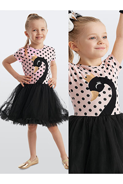 Denokids Schwarzes Mädchenkleid, Tüll-Tutu-Kleid, gepunktetes Kleid