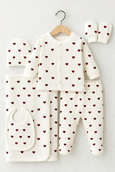 TRENDYOLKIDS White 5-Piece Red Heart Hospital Release Gown
