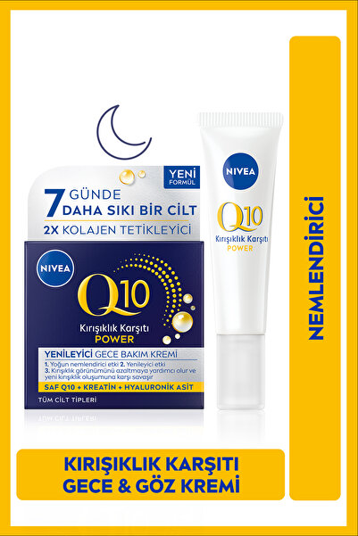 NIVEA Q10 Power Kırışıklık Karşıtı ve Yenileyici Gece Yüz Bakım Kremi 50ml ve...