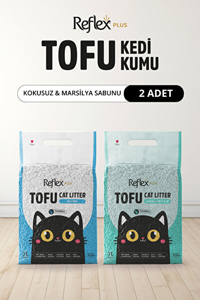 Reflex Plus Kokusuz & Marsilya Sabunu Kokulu Tofu Kedi Kumu 7L x 2 Adet