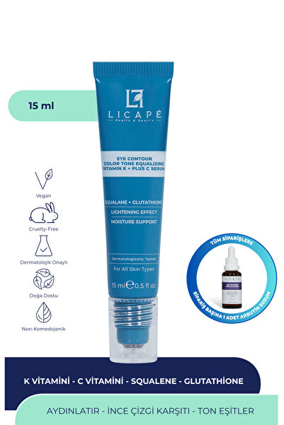 Licape Morluk ve İnce Çizgi Karşıtı, Aydınlatıcı Vitamin K + C Göz Altı Serum...