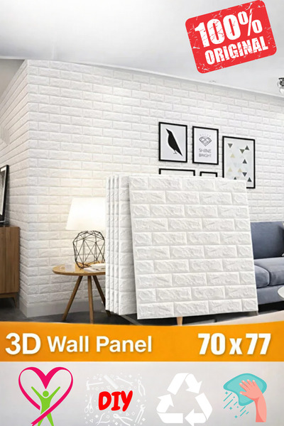 Renkli Duvarlar Panou 3D din cărămidă albă 77x70 cm Panou autoadeziv tip pern...
