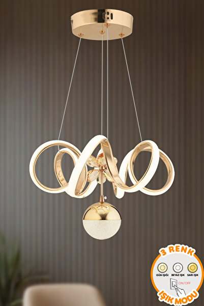Dekorluna Modern Vega Gold 3 Renk Işık Özellikli Power Led Kaplama Sarkıt Led...