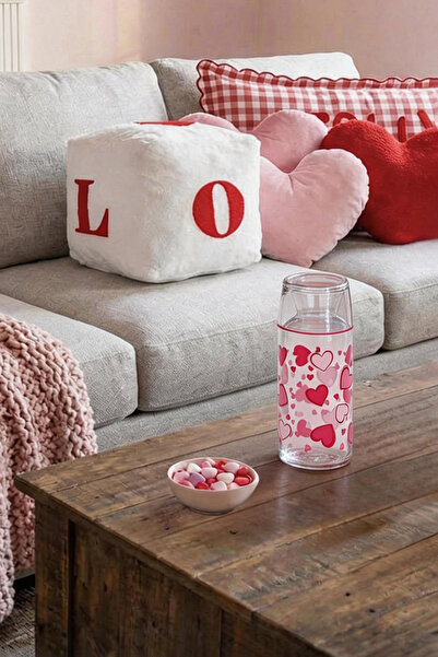 TRENDYOLMİLLA HOME Heart Patterned Lid Bedside Jug / Carafe 700 Cc Tphss26Srk...