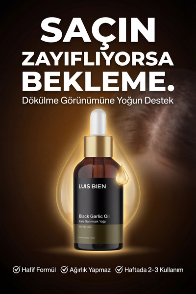 Luis Bien Kara Sarımsak Saç Yağı 50 ml – Dökülme Karşıtı, Besleyici & Onarıcı
