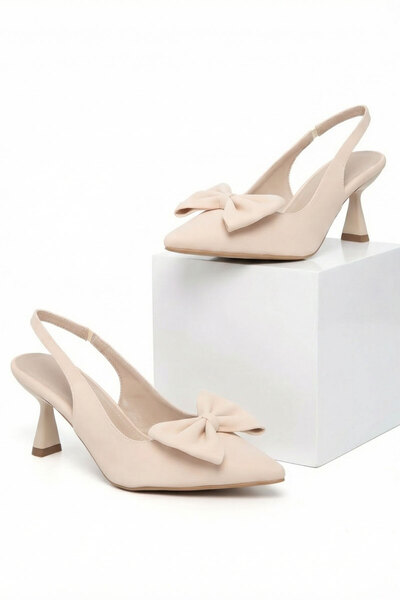 SOHO Bej Mat Saten Kadın Klasik Topuklu Ayakkabı 21342