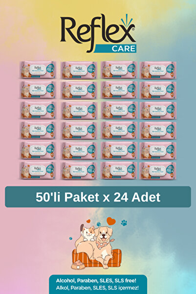 Reflex Care Evcil Hayvanlar İçin Çok Amaçlı Hijyenik Temizleme Mendili 50'li ...