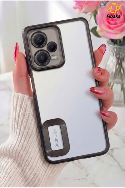 Fibaks حافظة Redmi Note 12 Pro 5G مع غطاء لامع يظهر شعارًا ملونًا مع حماية لع...