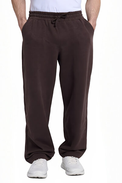 Tudors Men's Brown Cotton Baggy Fit Comfortable Cut Knitted Sweatpants with L...