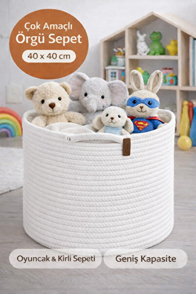 SERENALP Büyük Boy Çok Amaçlı Örgü Düzenleyici Sepet, Oyuncak Sepeti, Kirli S...