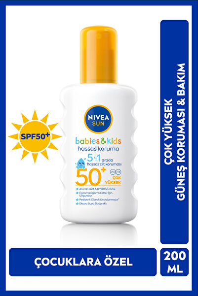 NIVEA SUN Baby SPF50 Çocuklar İçin Anında Güneş Koruyucu Sprey 200ml, Hassas ...