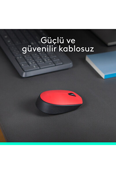 logitech M171 USB Alıcılı Kablosuz Kompakt Mouse, Kırmızı 910-004641