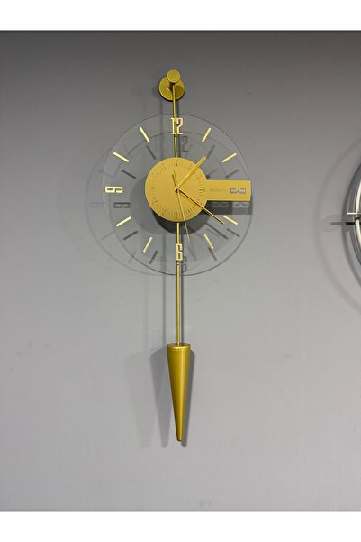 MetaQuartz Aksesuar GOLD ELİT GALİLEO , Modern Metal Ve Cam Tasarım Duvar Saati