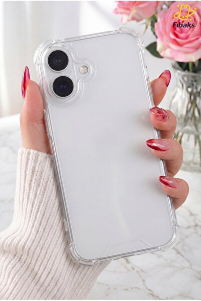 Fibaks iPhone 16 Kılıf Airbag Crystal Sert Pc Antishock Darbe Emici Kenar Şef...