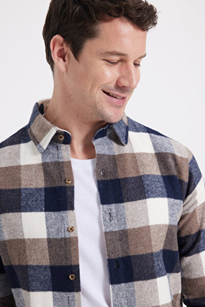Tudors Men's Slim Fit slim fit checkered winter lumberjack shirt