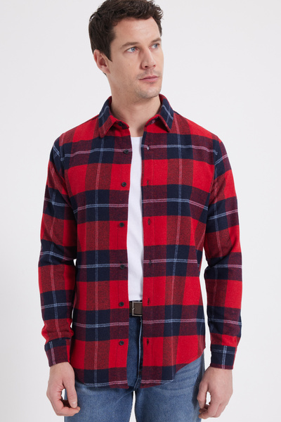 Tudors Men's Slim Fit slim fit checkered winter lumberjack shirt