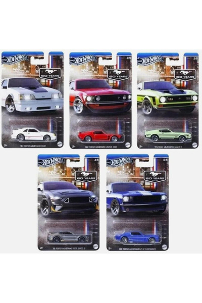 HOT WHEELS Silver Serisi Ford Mustang 60. Yıl Dönümü 5'li Set GRT01