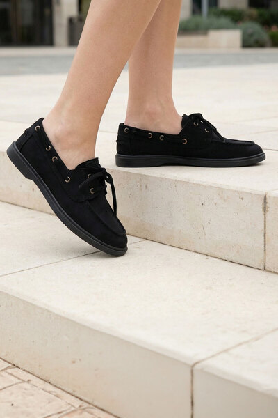 SOHO Black Suede Women's Loafer Shoes 21347