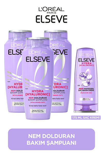 ELSEVE 3'lü 300ml Hydra Hyaluronic Şampuan + 175ml Saç Kremi Seti