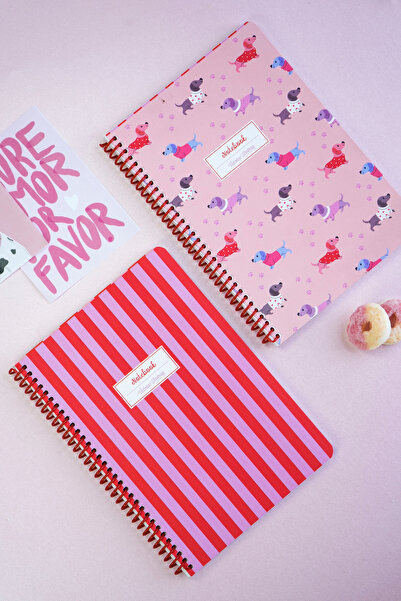 Victoria's Journals A5 Spiralli Okul Defteri 2’li Set – Kareli, Soft Touch Kapak